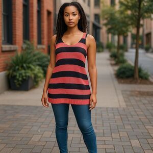 Romeo & Juliet Couture Pink Blue Knit Stripe Mini Tunic Size Medium